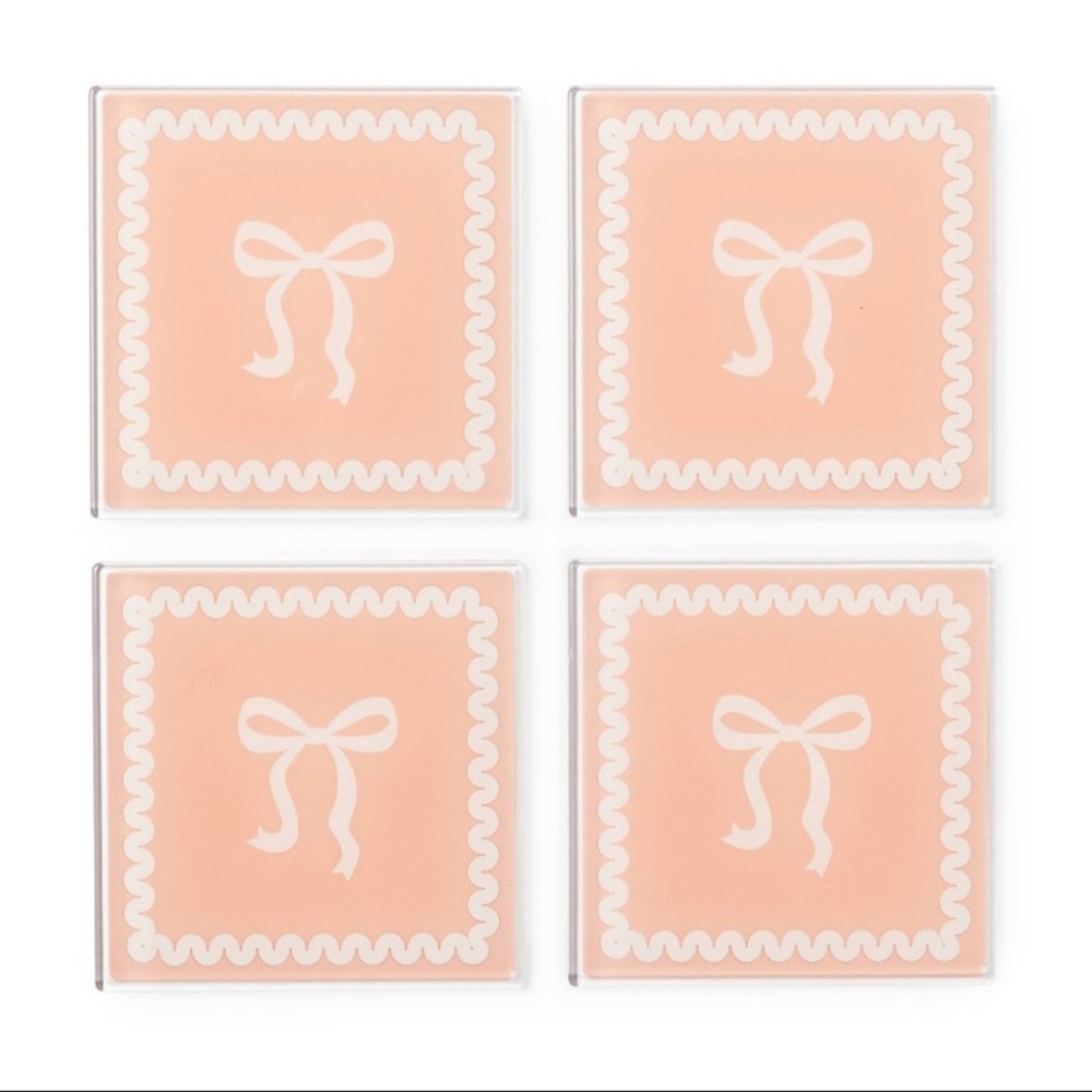 3 for $15 SALE Target Bullseye Coquette Pink & White Bow 4 Pack Coasters
